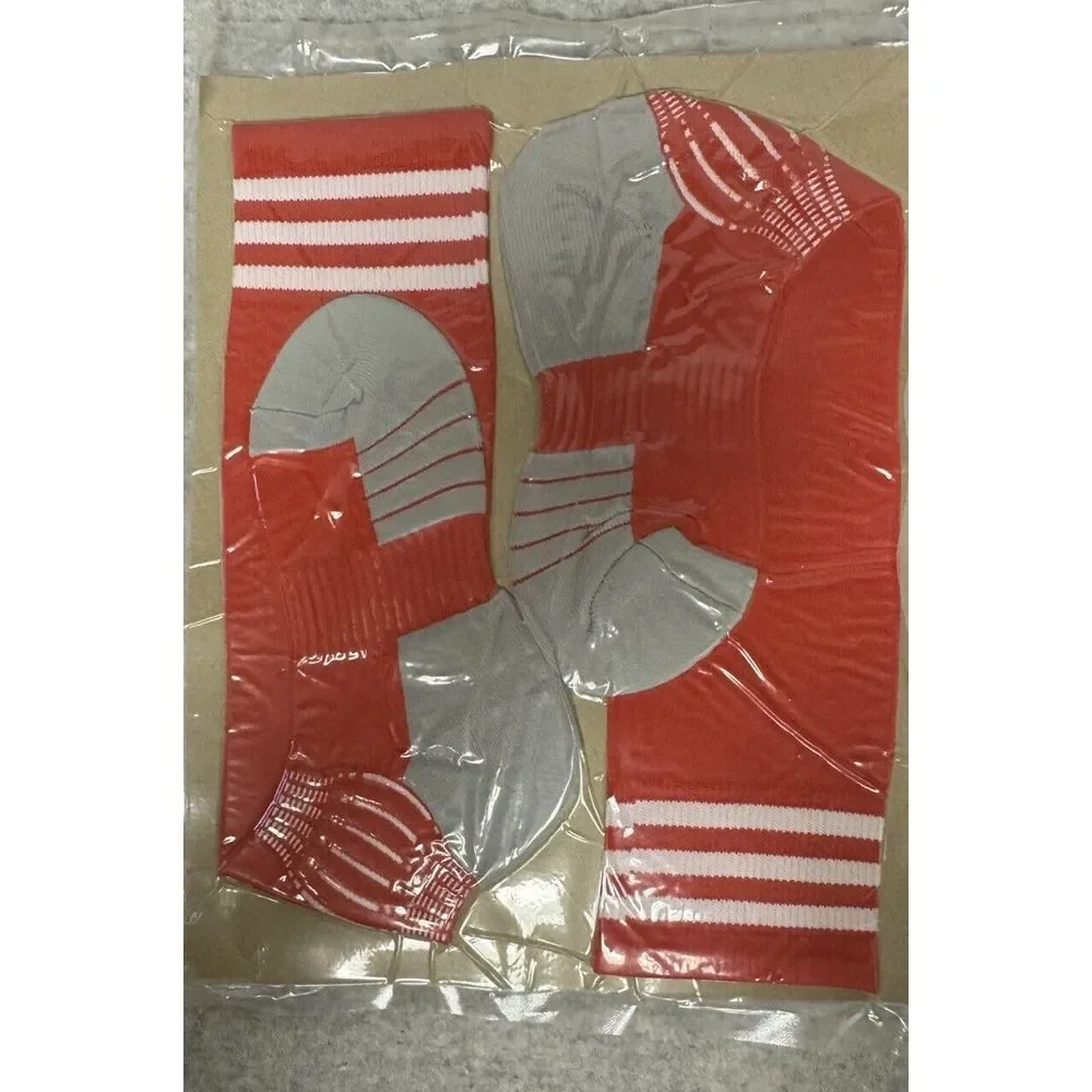 Lot of 2 Pair Soccer Socks Men Women Red‎ Large Unisex